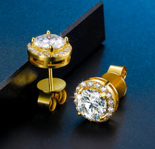 Load image into Gallery viewer, Halo Stud Cut Earrings Brilliant Moissanite VVS Diamond
