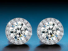 Load image into Gallery viewer, Halo Stud Cut Earrings Brilliant Moissanite VVS Diamond