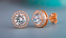 Load image into Gallery viewer, Halo Stud Cut Earrings Brilliant Moissanite VVS Diamond