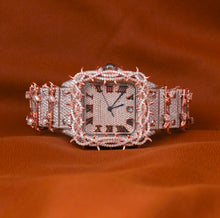 Load image into Gallery viewer, Custom Moissanite Diamond Wrist Watch With Custom Barbwire Bezel