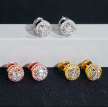 Load image into Gallery viewer, Halo Stud Cut Earrings Brilliant Moissanite VVS Diamond