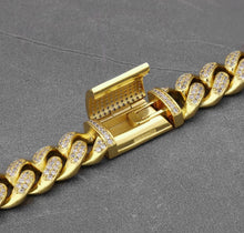 Load image into Gallery viewer, 12mm 14k Gold Iced Box Clasp Cuban Link Bracelet