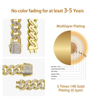 Load image into Gallery viewer, 12mm 14k Gold Iced Box Clasp Cuban Link Bracelet