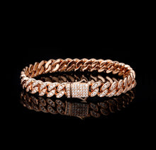 Load image into Gallery viewer, 8mm Rose Gold Iced Out Cuban Link Bracelet