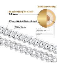 Load image into Gallery viewer, 12mm White Gold Prong Cuban Bracelet