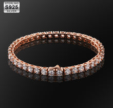 Load image into Gallery viewer, 4mm Sterling Silver Rose Gold Tennis Bracelet