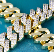 Load image into Gallery viewer, 15mm 14k Gold Iced Out Prong Cuban Link Bracelet