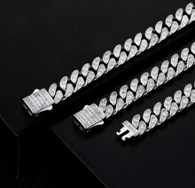 Load image into Gallery viewer, 8mm White Gold Iced Out Cuban Link Bracelet
