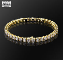 Load image into Gallery viewer, 14k Gold 4mm Sterling Silver Tennis bracelet