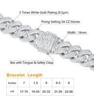 Load image into Gallery viewer, 18mm White Gold Diamond Cuban Link Bracelet