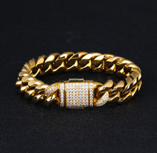 Load image into Gallery viewer, 12mm 14k Iced Out Box Clasp Miami Cuban Link Bracelet