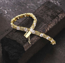 Load image into Gallery viewer, 5.5mm 14k Gold Men's CZ Diamond Clustered Tennis Bracelet