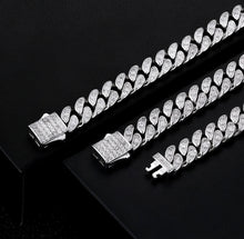 Load image into Gallery viewer, 8mm White Gold Sterling Silver Iced Out Cuban Link Chain