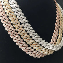 Load image into Gallery viewer, 15mm 14K Gold Iced Out Prong Link Choker Cuban Chain