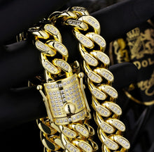 Load image into Gallery viewer, 14mm 14k Gold Iced Out Cuban Link Chain