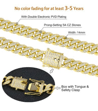 Load image into Gallery viewer, 14mm 14k Gold Iced Out Cuban Link Chain