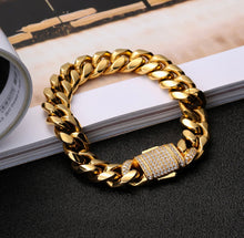 Load image into Gallery viewer, 12mm 14k Iced Out Box Clasp Miami Cuban Link Bracelet