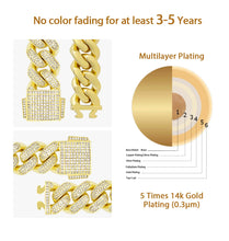Load image into Gallery viewer, 18mm 14k Gold Iced Out Cuban Link Bracelet