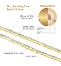 Load image into Gallery viewer, 3mm 14K Gold Tennis Chain