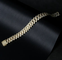 Load image into Gallery viewer, 15mm 14k Gold Iced Out Prong Cuban Link Bracelet