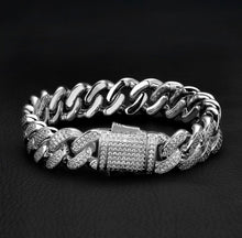 Load image into Gallery viewer, 12mm White Gold Iced Out Cuban Link Bracelet