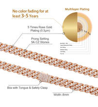 Load image into Gallery viewer, 8mm Rose Gold Iced Out Cuban Link Chain