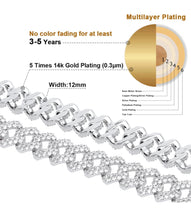 Load image into Gallery viewer, 12mm White Gold Iced Prong Link Choker Cuban Chain