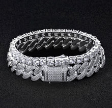 Load image into Gallery viewer, 5mm White Gold Tennis and 12mm Cuban Link Bracelet Set