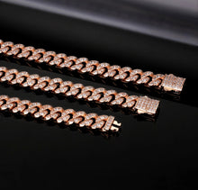 Load image into Gallery viewer, 8mm Rose Gold Iced Out Cuban Link Bracelet