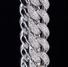 Load image into Gallery viewer, 12mm White Gold Iced Out Cuban Link Bracelet