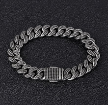 Load image into Gallery viewer, 12mm Black Iced Cuban Link Bracelet