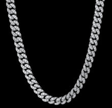 Load image into Gallery viewer, 8mm White Gold Sterling Silver Iced Out Cuban Link Chain