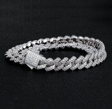 Load image into Gallery viewer, 12mm White Gold Iced Prong Link Choker Cuban Chain