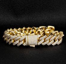 Load image into Gallery viewer, 12mm 14k Gold Iced Prong Link Choker Cuban Chain