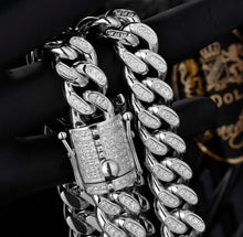 Load image into Gallery viewer, 14mm White Gold Iced Out Cuban Link Chain