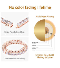 Load image into Gallery viewer, 4mm Sterling Silver Rose Gold Tennis Bracelet
