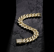 Load image into Gallery viewer, 12mm 14k Baguette CZ Cuban Link Bracelet