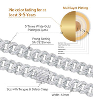 Load image into Gallery viewer, 12mm White Gold Iced Out Cuban Link Bracelet