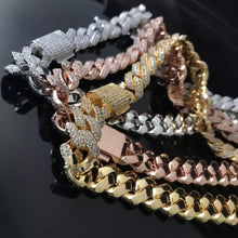 Load image into Gallery viewer, 15mm White Gold Iced Out Prong Link Choker Cuban Chain
