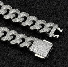Load image into Gallery viewer, 12mm White Gold Iced Out Cuban Link Necklace