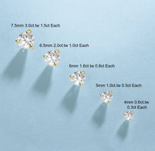 Load image into Gallery viewer, Round 3-Prong Setting Excellent VVS1 Moissanite Earrings
