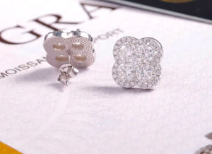 Four Leaf Clover Earrings VVS1 Moissanite Stud Earrings