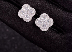 Four Leaf Clover Earrings VVS1 Moissanite Stud Earrings