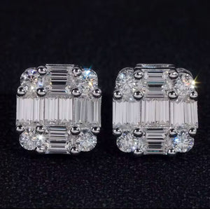 Classic Baguette VVS Clarity Moissanite Stud Earrings