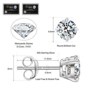 Round 4- Hook Prong Setting Excellent VVS1 Moissanite Earrings