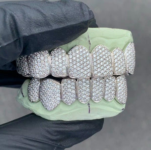 Custom Si1 Clarity Hand Set Diamond Grillz                                             (Zigzag/Honeycomb setting)