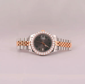 2 Toned Watch With Iced Out Bezel