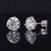 Load image into Gallery viewer, Round 3-Prong Setting Excellent VVS1 Moissanite Earrings
