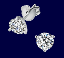 Load image into Gallery viewer, Round 3-Prong Setting Excellent VVS1 Moissanite Earrings
