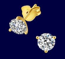 Load image into Gallery viewer, Round 3-Prong Setting Excellent VVS1 Moissanite Earrings
